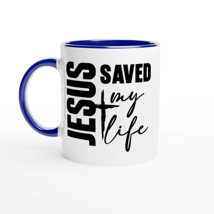 Jesus Saved My Life Christian Mug – Faith-Based Coffee Cup by Kingdom Klothing