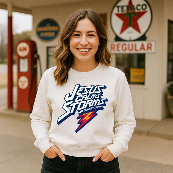 Jesus Calms Storms Sweatshirt – Christian Sweatshirt by Kingdom Klothing | Faith in the Storm Apparel