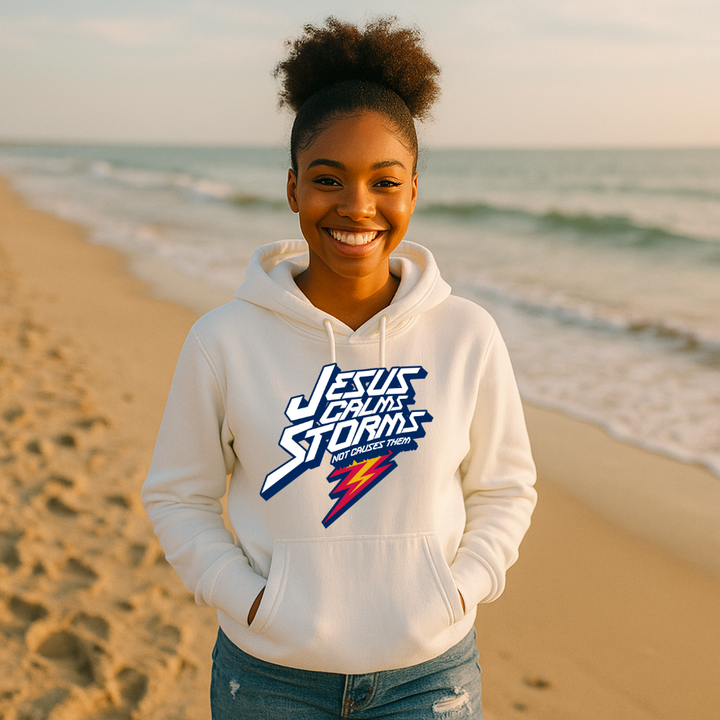 Jesus Calms Storms Hoodie – Faith-Powered Christian Hoodie by Kingdom Klothing