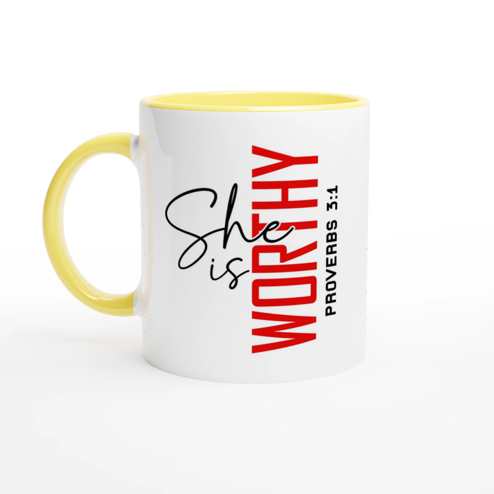She is Worthy Christian Mug – Empowering Faith Gift for Women by Kingdom Klothing