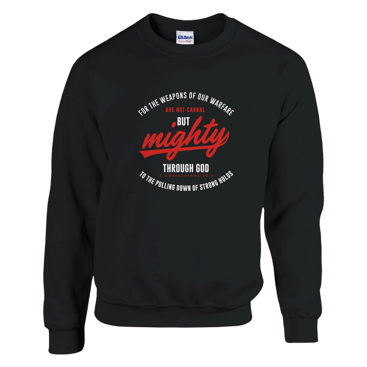 Mighty Through God Sweatshirt – Bold Christian Hoodie by Kingdom Klothing | Spiritual Strength Apparel