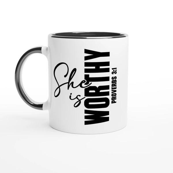 She is Worthy Christian Mug – Empowering Faith Gift by Kingdom Klothing