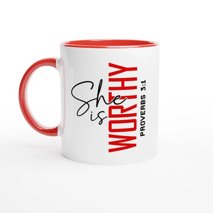 She is Worthy Christian Mug – Empowering Faith Gift for Women by Kingdom Klothing