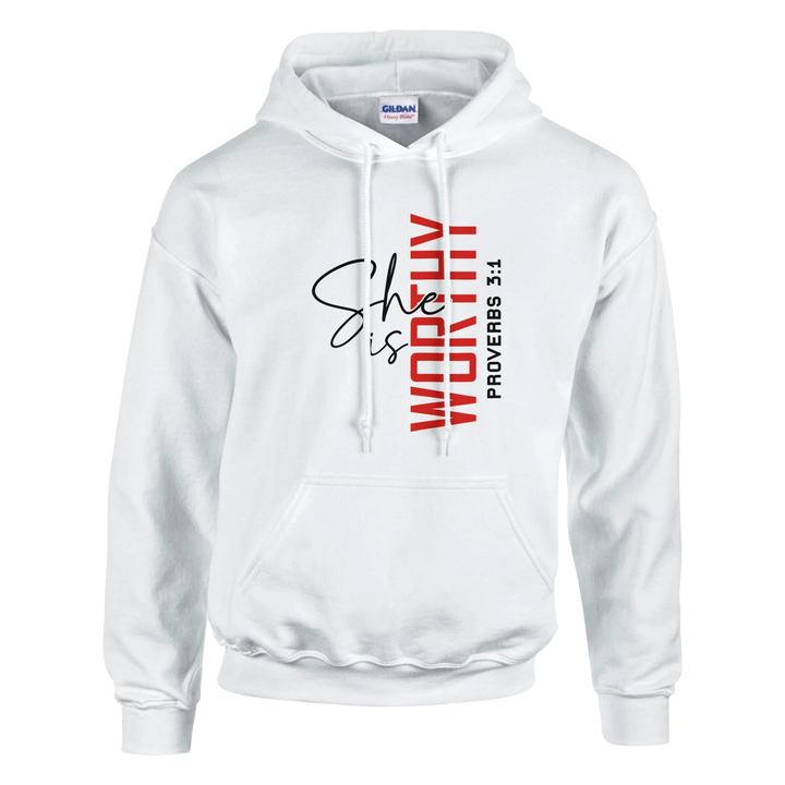 She Is Worthy Hoodie – Empowering Christian Hoodie by Kingdom Klothing
