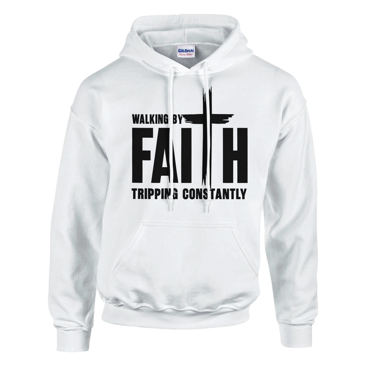Walking by Faith Tripping Constantly Hoodie – Relatable Christian Hoodie by Kingdom Klothing