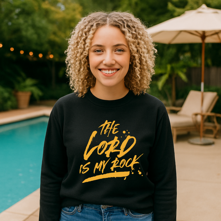 The Lord Is My Rock Sweatshirt – Christian Sweatshirt by Kingdom Klothing | Psalm 18:2 Inspired Apparel