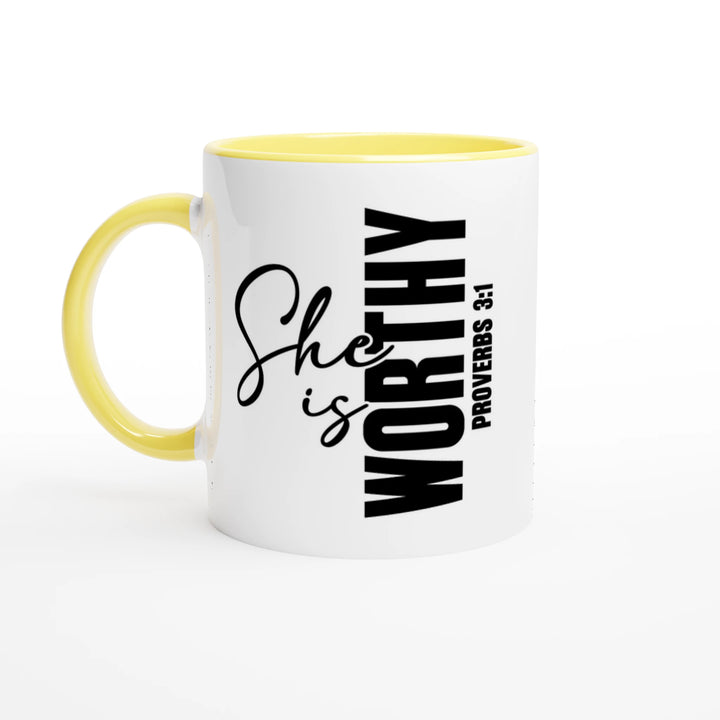 She is Worthy Christian Mug – Empowering Faith Gift by Kingdom Klothing