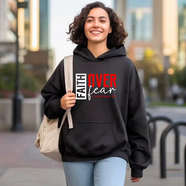 Faith Over Fear Hoodie – Christian Hoodie by Kingdom Klothing for Courageous Believers