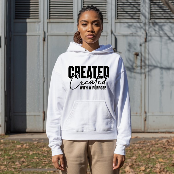 Created with a Purpose Hoodie – Christian Hoodie by Kingdom Klothing | Faith + Identity Apparel