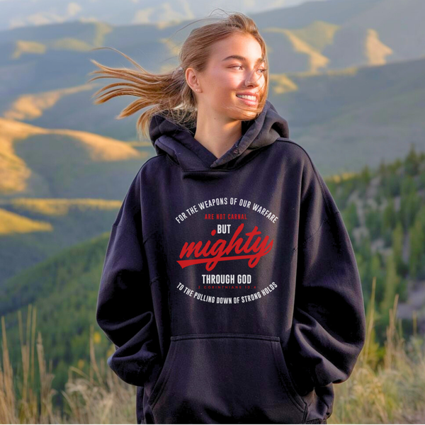 Mighty Through God Hoodie – Christian Hoodie by Kingdom Klothing