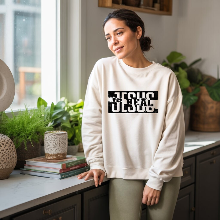 Jesus Is Real Christian Sweatshirt – Bold Faith Apparel by Kingdom Klothing