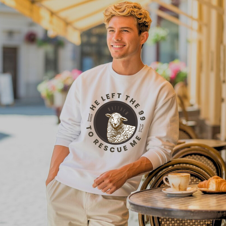 He Left the 99 to Rescue Me Sweatshirt – Christian Sweatshirt by Kingdom Klothing | Luke 15:4 Inspired Apparel