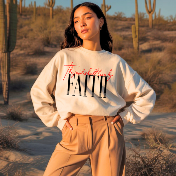 The Just Shall Live by Faith Sweatshirt – Christian Sweatshirt by Kingdom Klothing | Romans 1:17 Apparel