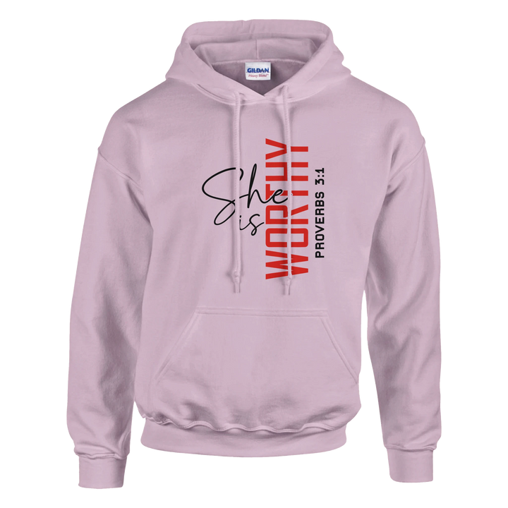 She Is Worthy Hoodie – Empowering Christian Hoodie by Kingdom Klothing