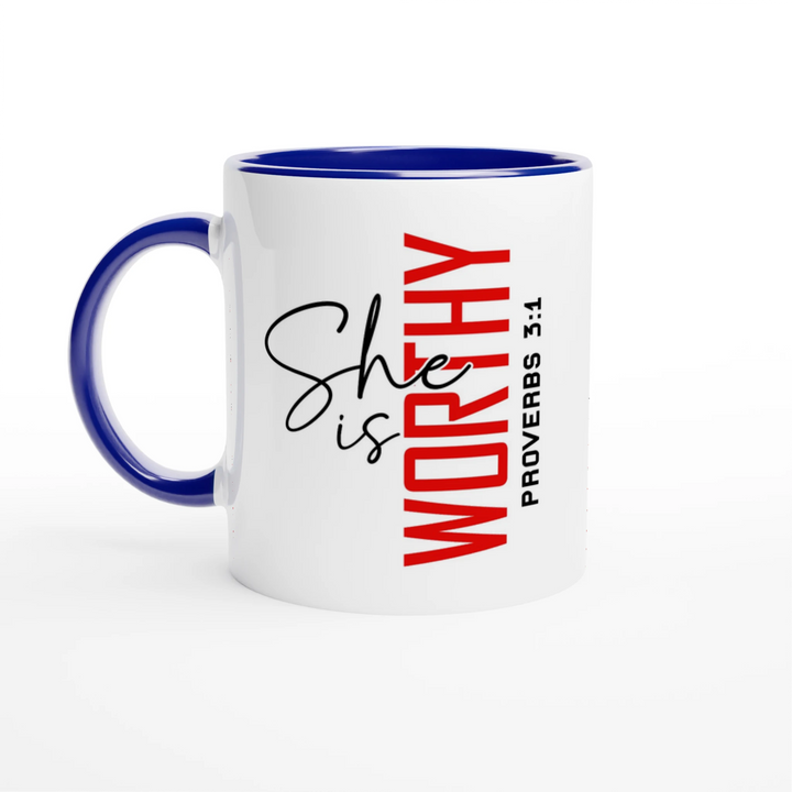 She is Worthy Christian Mug – Empowering Faith Gift for Women by Kingdom Klothing