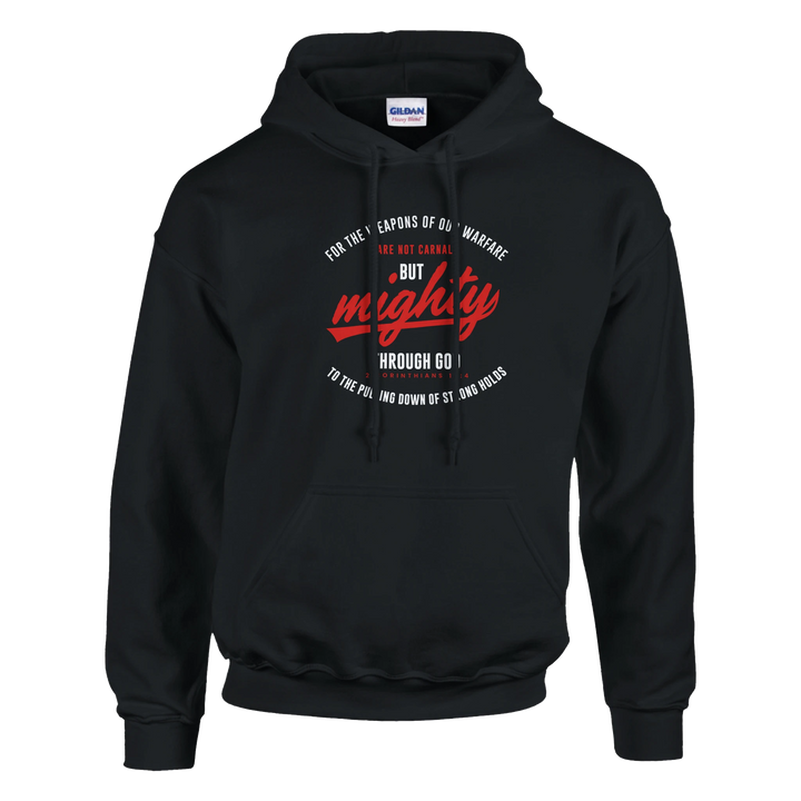 Mighty Through God Hoodie – Christian Hoodie by Kingdom Klothing