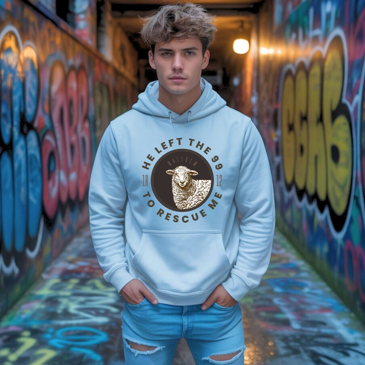 He Left the 99 to Rescue Me Hoodie – Christian Hoodie by Kingdom Klothing